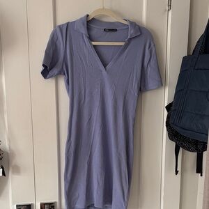 Zara Lavender Polo V‑Neck Knit Dress